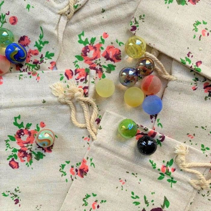 Sac de billes avec 50 billes - Fleurs