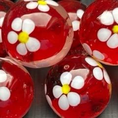 Fleur blanche - rouge 16mm