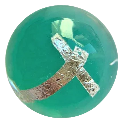 Ruban argenté - turquoise 16mm