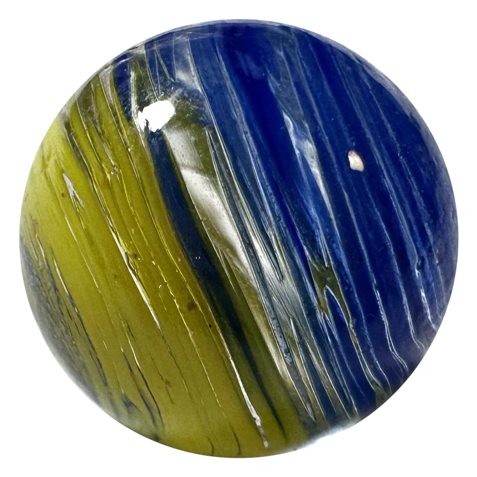 Soleil et mer 16mm : bille avec une moitié jaune et une moitié bleue